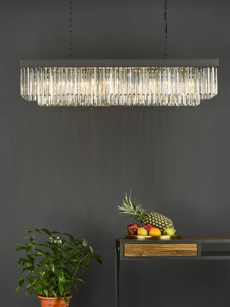 Dar Lighting Celeus 6 Light Bar Pendant Anthracite & Crystal • CEL6422