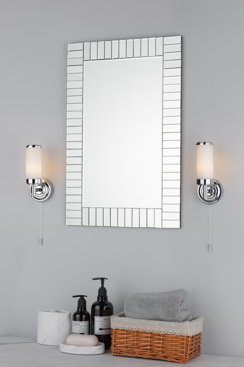 Dar Lighting Century Bathroom Wall Light Polished Chrome Opal Glass IP44 • CEN0750
