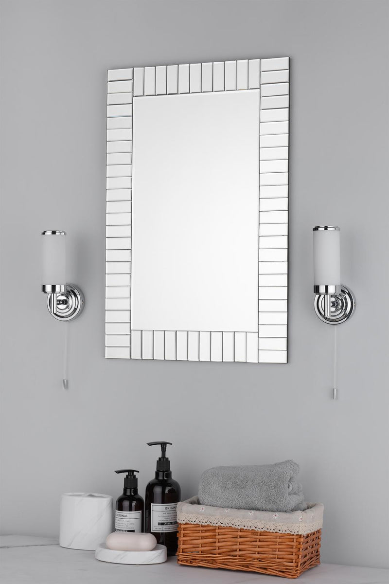 Dar Lighting Century Bathroom Wall Light Polished Chrome Opal Glass IP44 • CEN0750