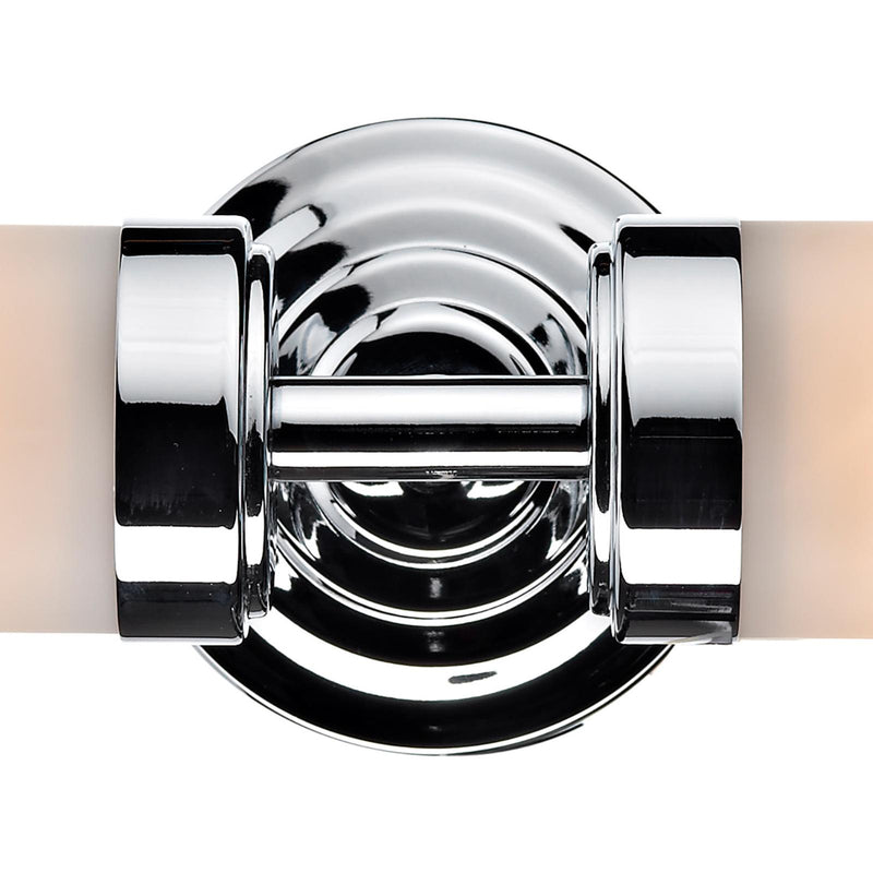 Dar Lighting Century Bathroom 2 Light Wall Light Polished Chrome Opal Glass IP44 • CEN0950