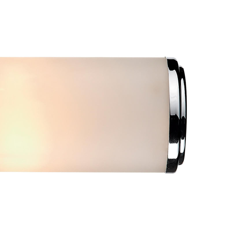 Dar Lighting Century Bathroom 2 Light Wall Light Polished Chrome Opal Glass IP44 • CEN0950
