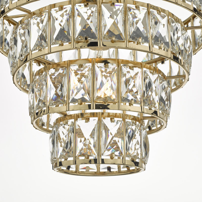 Dar Lighting Cerys 1 Light 4 Tier Pendant Crystal & Gold • CER0135