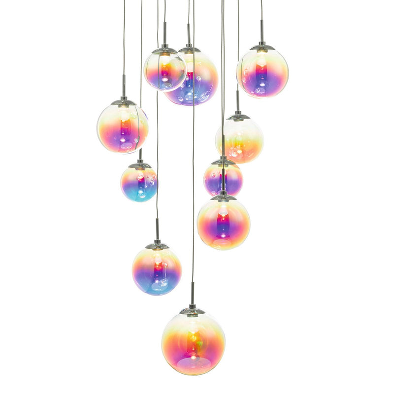 Dar Lighting Cesario 12 Light Cluster Pendant Polished Chrome Iridised Glass LED • CES1250