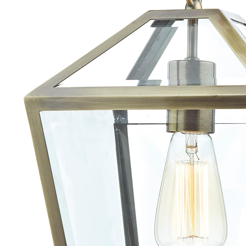 Dar Lighting Churchill 1 Light Pendant Antique Brass • CHU0175