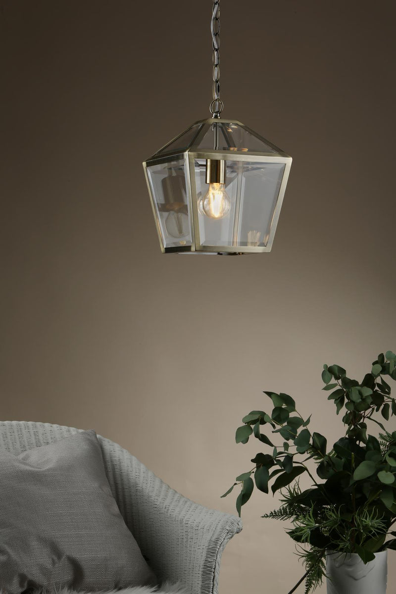 Dar Lighting Churchill 1 Light Pendant Antique Brass • CHU0175