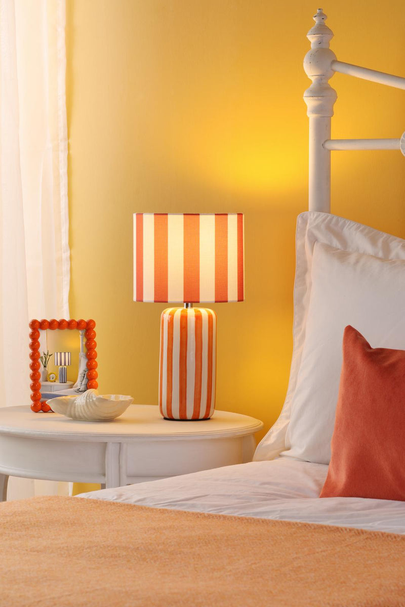 Dar Lighting Cicada Table Lamp Orange and Polished Chrome With Shade • CIC4211