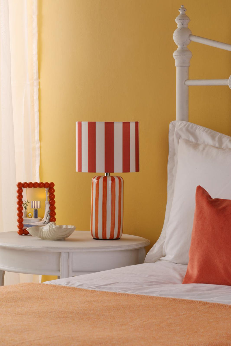 Dar Lighting Cicada Table Lamp Orange and Polished Chrome With Shade • CIC4211