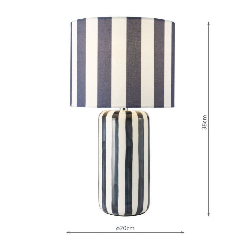 Dar Lighting Cicada Table Lamp Blue and Polished Chrome With Shade • CIC4223