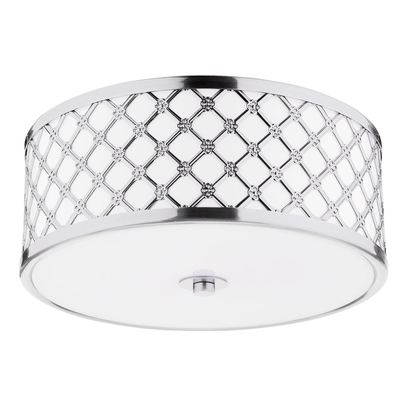 Dar Lighting Civic Small 2 Light Flush Polished Chrome Frosted Glass • CIV5250