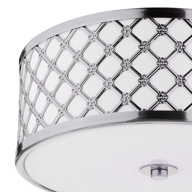 Dar Lighting Civic Small 2 Light Flush Polished Chrome Frosted Glass • CIV5250