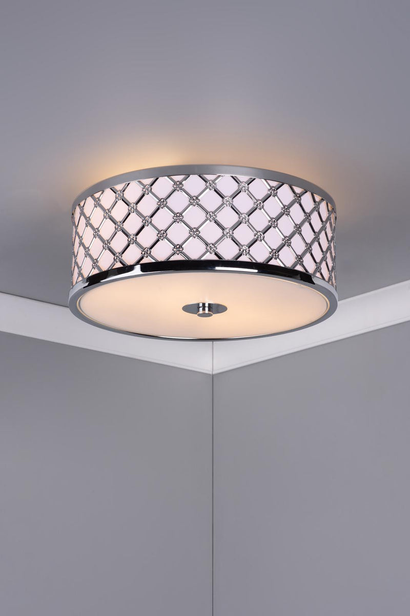 Dar Lighting Civic Small 2 Light Flush Polished Chrome Frosted Glass • CIV5250