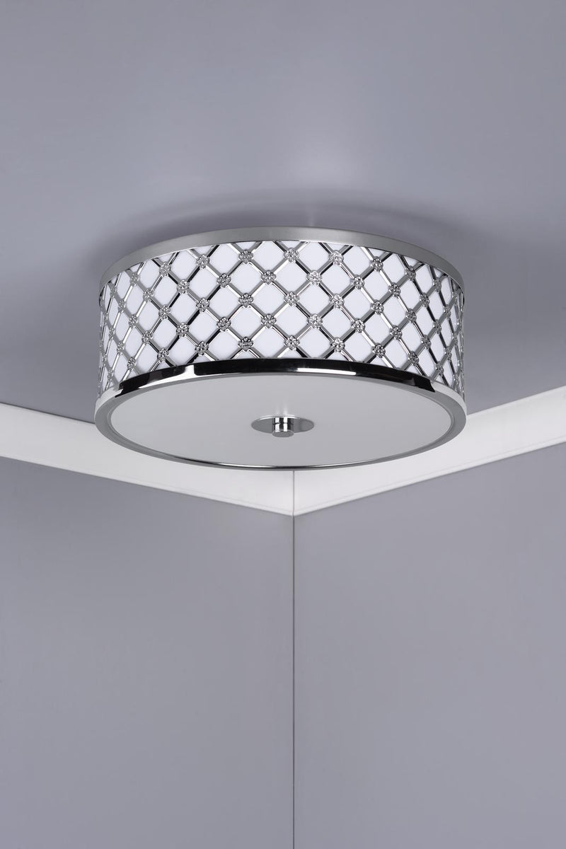Dar Lighting Civic Small 2 Light Flush Polished Chrome Frosted Glass • CIV5250