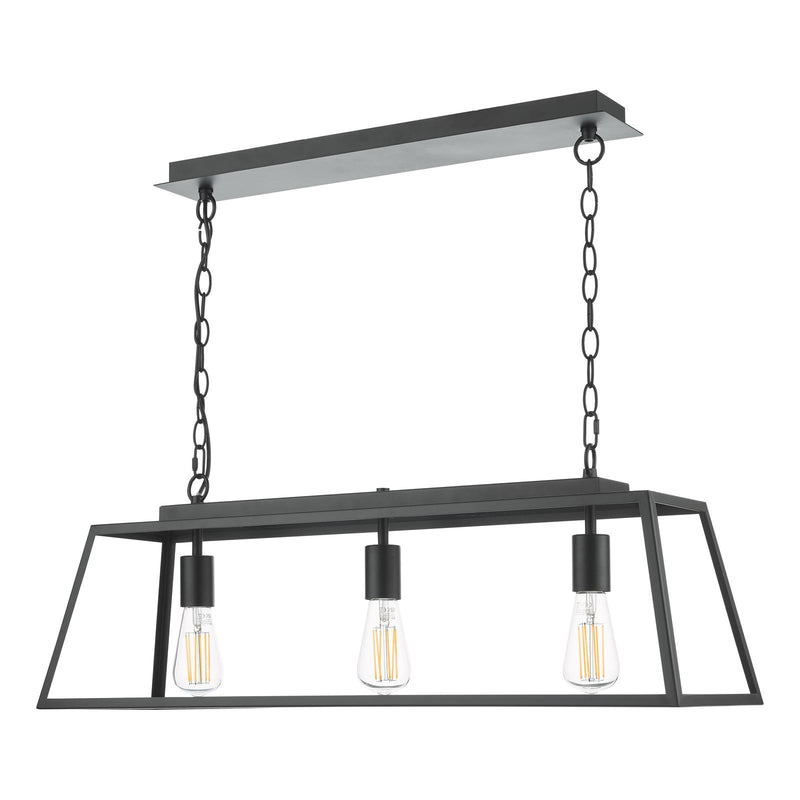 Dar Lighting Claudia 3 Light Bar Pendant Matt Black • CLA0322