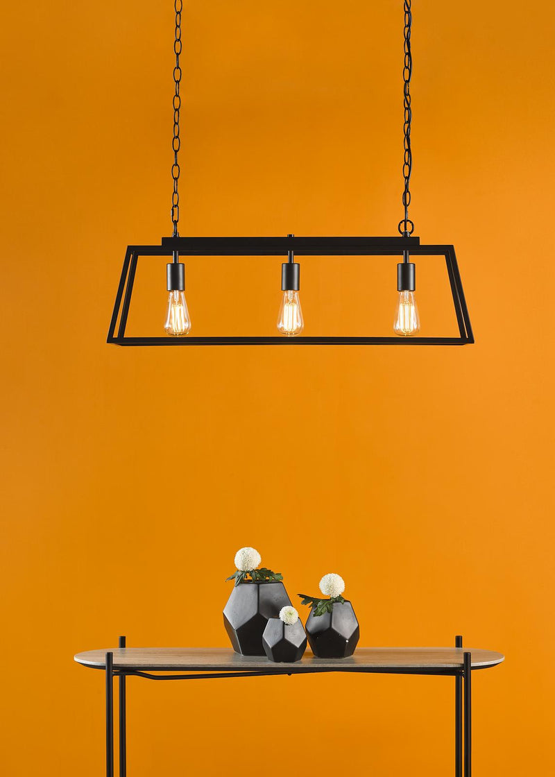 Dar Lighting Claudia 3 Light Bar Pendant Matt Black • CLA0322