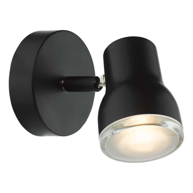 Dar Lighting Clint Bathroom Wall Spotlight Matt Black IP44 • CLI0722