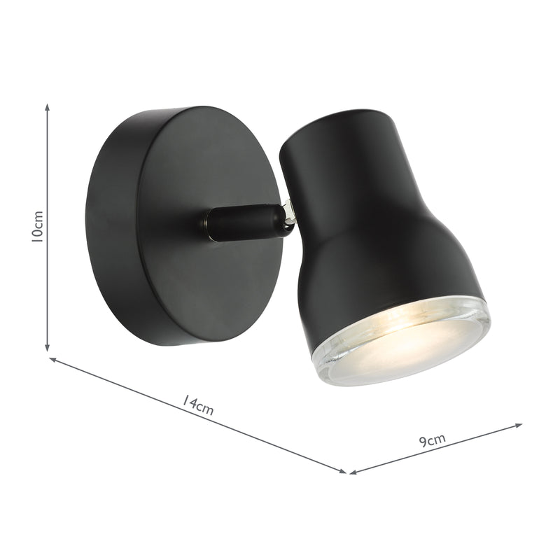 Dar Lighting Clint Bathroom Wall Spotlight Matt Black IP44 • CLI0722