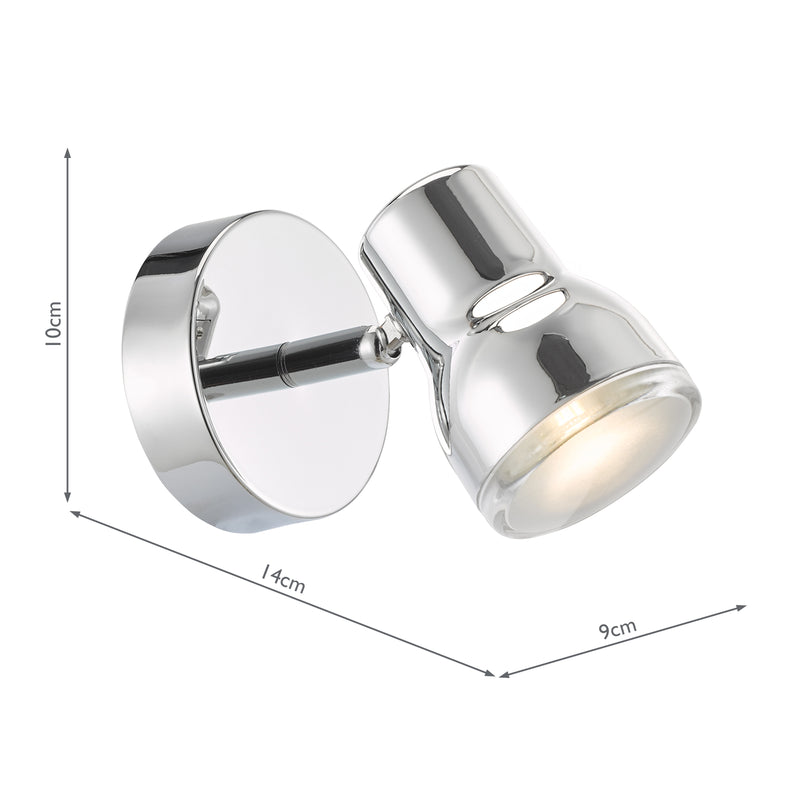 Dar Lighting Clint Bathroom Wall Spotlight Polished Chrome IP44 • CLI0750