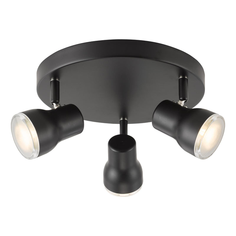 Dar Lighting Clint 3 Light Bathroom Plate Spotlight Matt Black IP44 • CLI7622