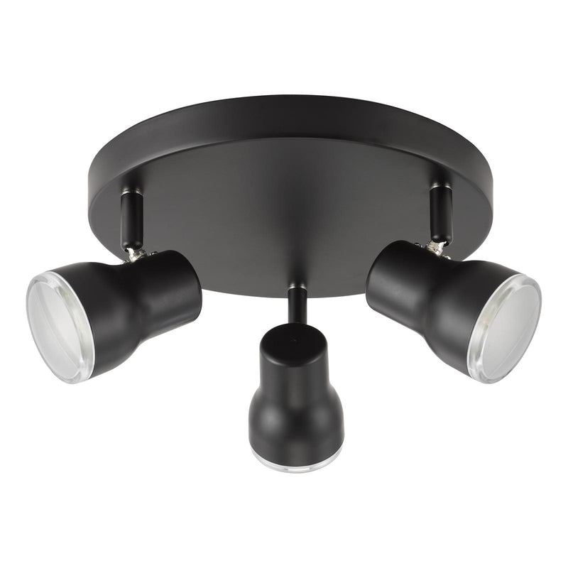 Dar Lighting Clint 3 Light Bathroom Plate Spotlight Matt Black IP44 • CLI7622