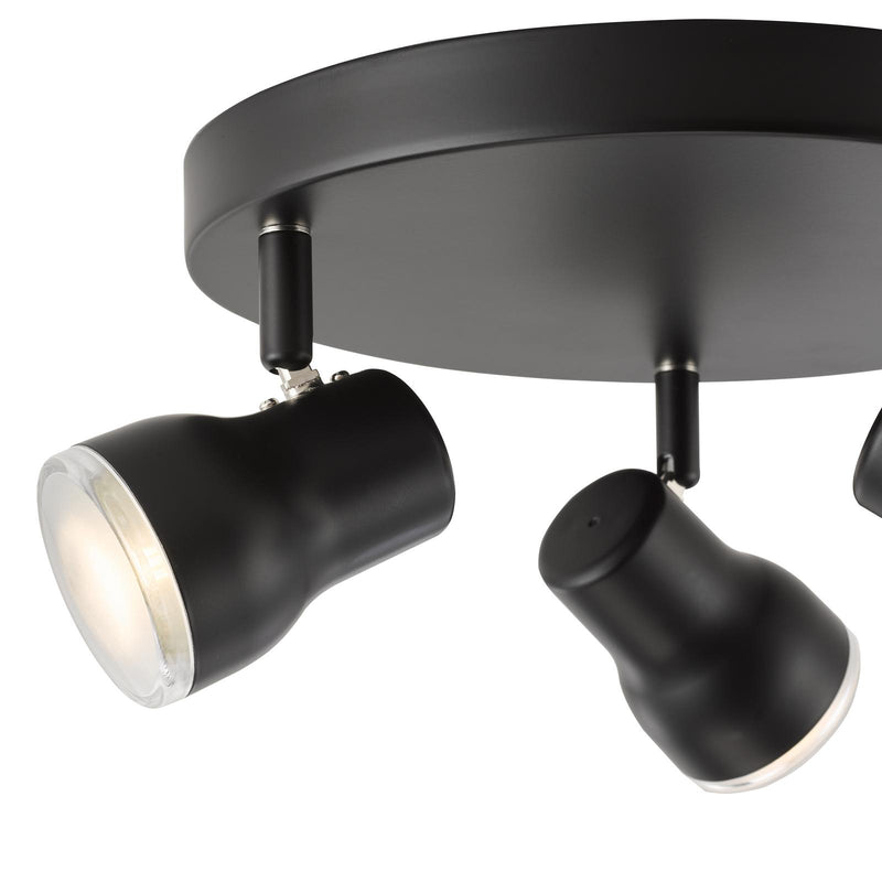Dar Lighting Clint 3 Light Bathroom Plate Spotlight Matt Black IP44 • CLI7622