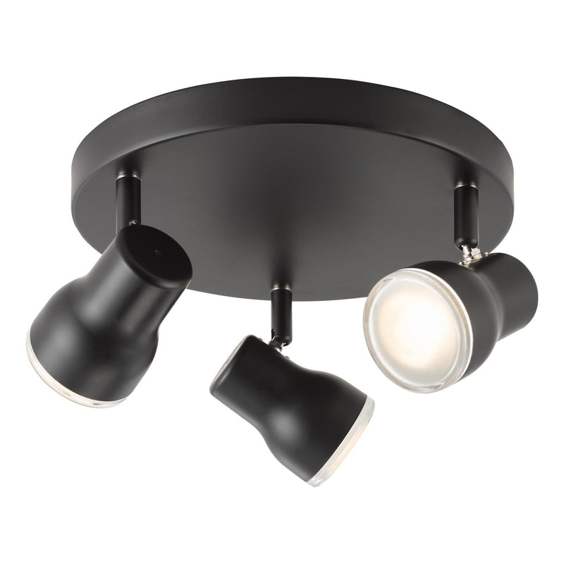 Dar Lighting Clint 3 Light Bathroom Plate Spotlight Matt Black IP44 • CLI7622