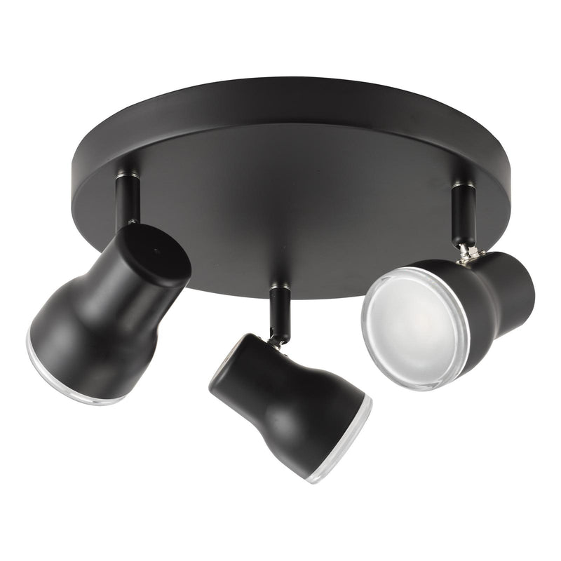Dar Lighting Clint 3 Light Bathroom Plate Spotlight Matt Black IP44 • CLI7622