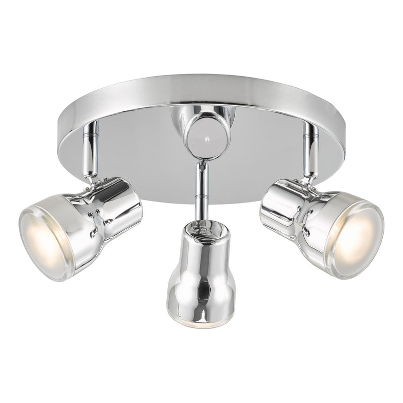 Dar Lighting Clint 3 Light Bathroom Plate Spotlight Polished Chrome IP44 • CLI7650