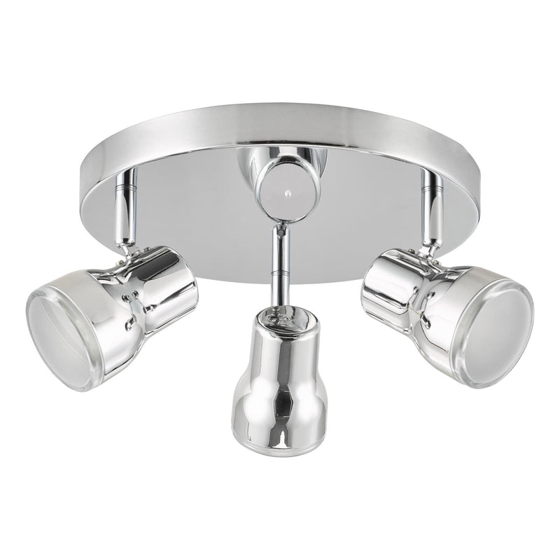 Dar Lighting Clint 3 Light Bathroom Plate Spotlight Polished Chrome IP44 • CLI7650