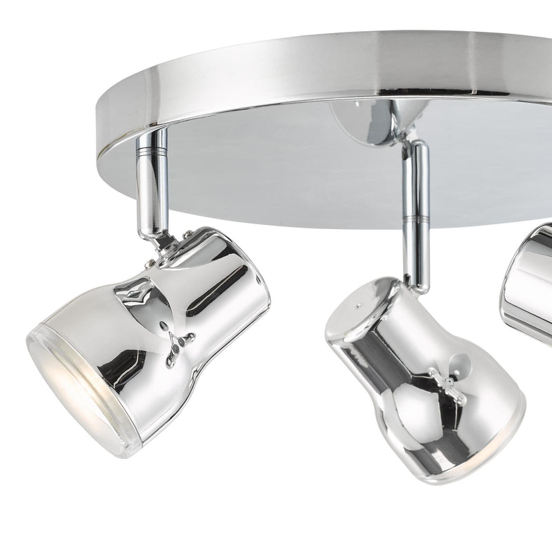 Dar Lighting Clint 3 Light Bathroom Plate Spotlight Polished Chrome IP44 • CLI7650