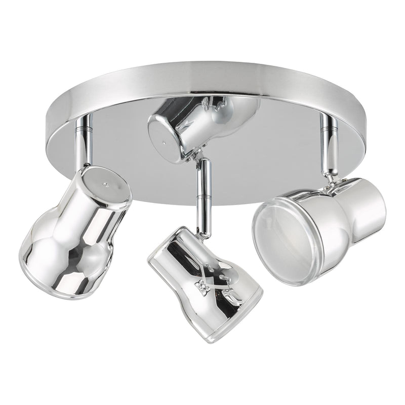 Dar Lighting Clint 3 Light Bathroom Plate Spotlight Polished Chrome IP44 • CLI7650