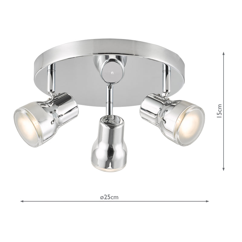 Dar Lighting Clint 3 Light Bathroom Plate Spotlight Polished Chrome IP44 • CLI7650