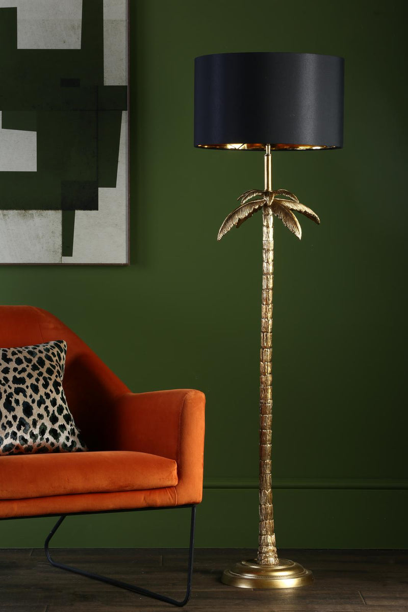 Dar Lighting Coco Floor Lamp Antique Gold With Shade • COC4935