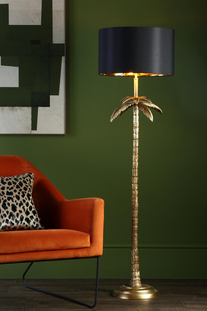 Dar Lighting Coco Floor Lamp Antique Gold With Shade • COC4935