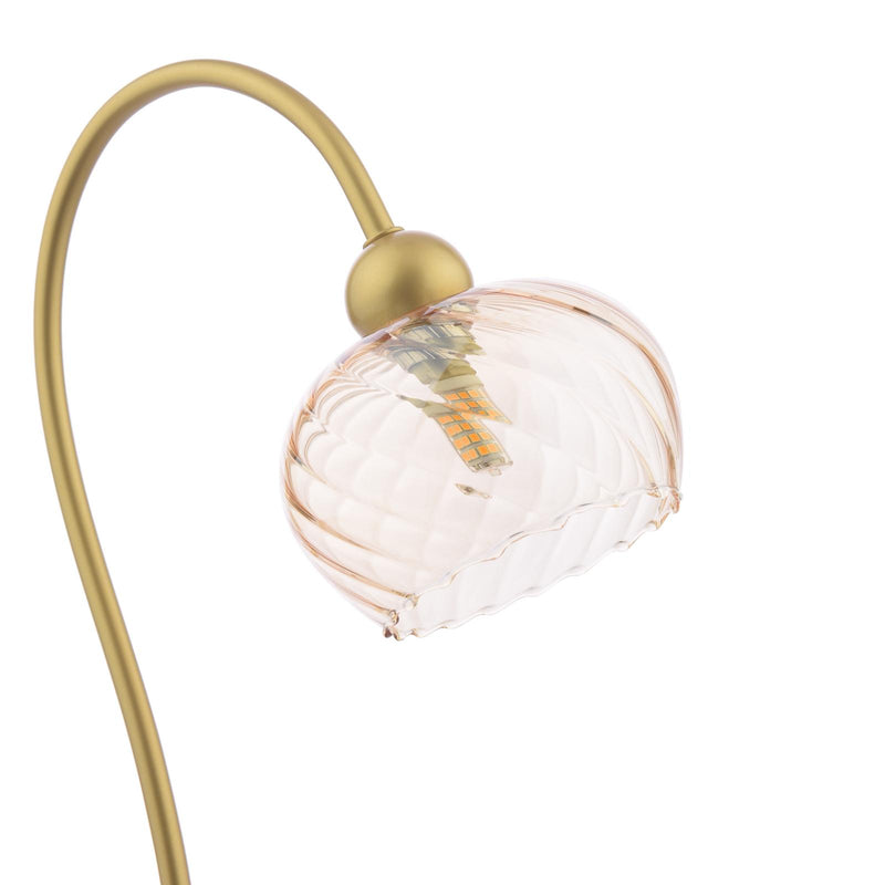 Dar Lighting Cognac Table Lamp Satin Gold and Champagne Ribbed Glass • COG4235