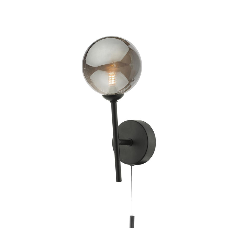 Dar Lighting Cohen 1 Light Wall Light Matt Black With Smoked Glass • COH0722-01