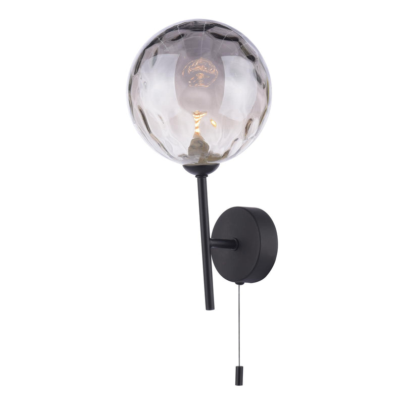 Dar Lighting Cohen 1 Light Wall Light Matt Black With Smoked Dimpled Glass • COH0722-10