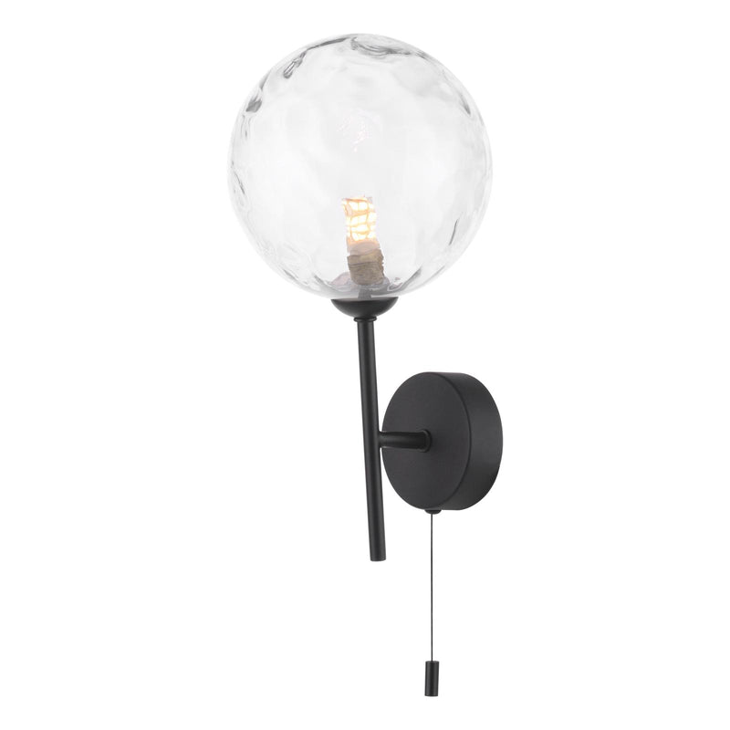 Dar Lighting Cohen 1 Light Wall Light Matt Black With Clear Dimpled Glass • COH0722-12