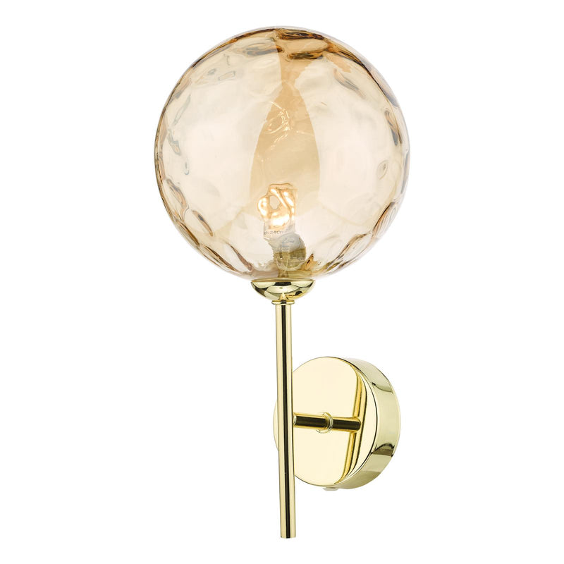 Dar Lighting Cohen Wall Light Polished Gold With Amber Dimpled Glass • COH0735-11