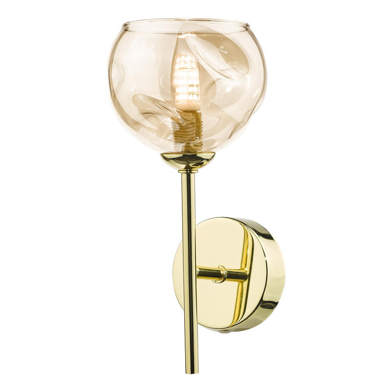 Dar Lighting Cohen Wall Light Polished Gold With Organic Amber Glass • COH0735-16