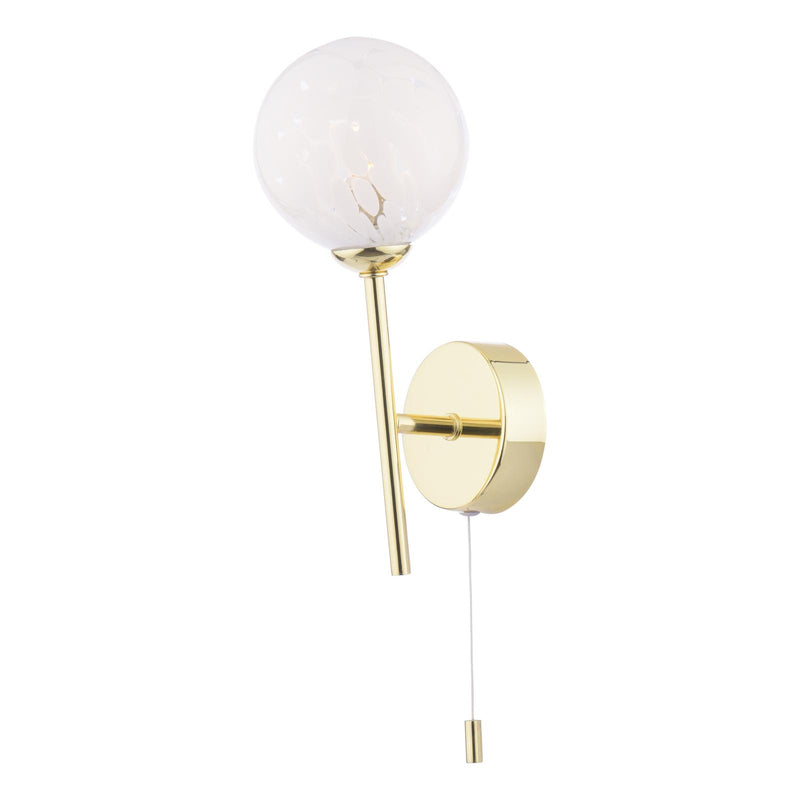 Dar Lighting Cohen Wall Light Polished Gold With White Confetti Glass • COH0735-17