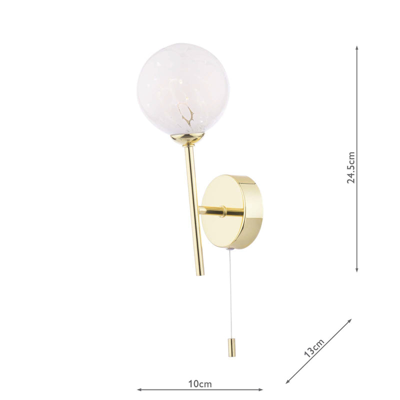 Dar Lighting Cohen Wall Light Polished Gold With White Confetti Glass • COH0735-17