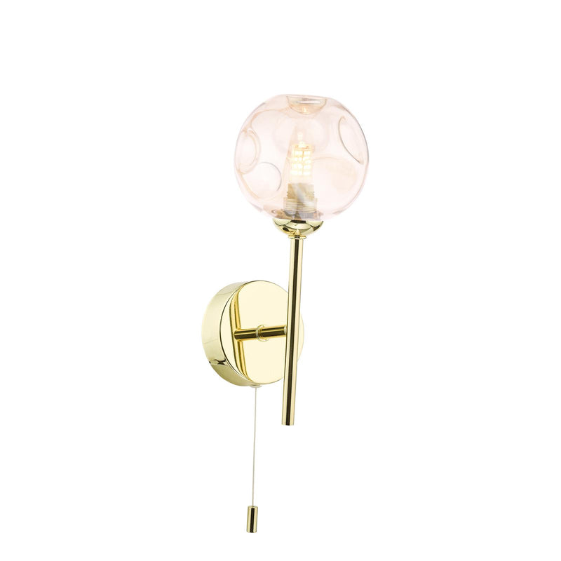 Dar Lighting Cohen Wall Light Polished Gold With Closed Organic Amber Glass • COH0735-27