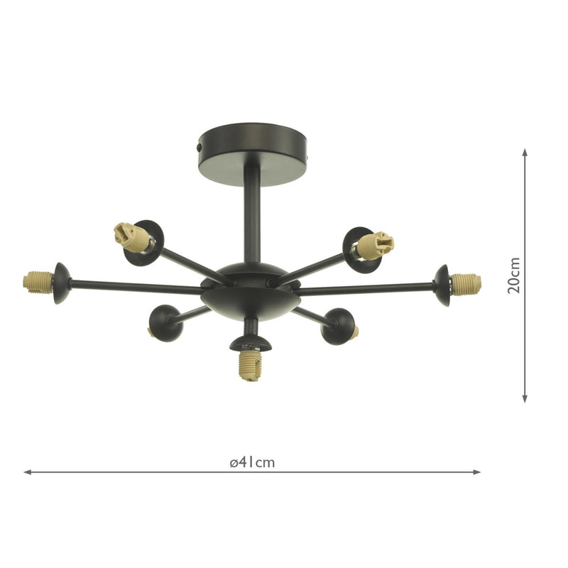 Dar Lighting Cohen 7 Light Pendant Matt Black Frame Only • COH3422-F