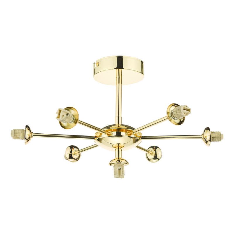 Dar Lighting Cohen 7 Light Semi Flush Polished Gold Fitting Only • COH3435-F
