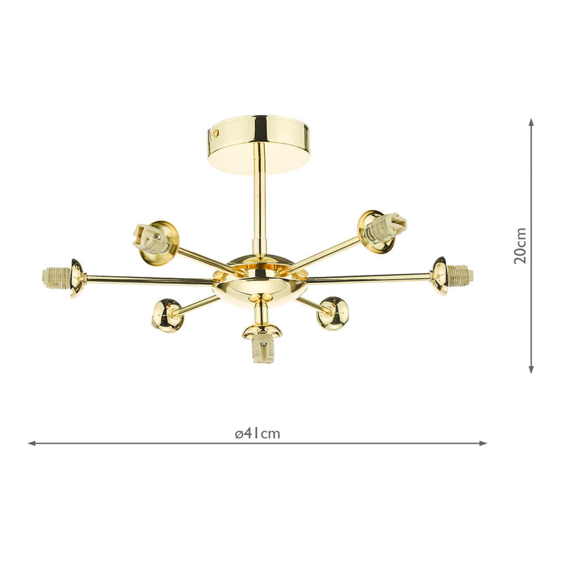 Dar Lighting Cohen 7 Light Semi Flush Polished Gold Fitting Only • COH3435-F