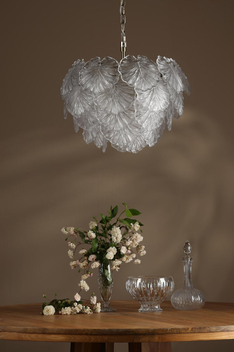 Dar Lighting Courtney 10 Light Pendant Textured Glass and Antique Brass • COU2375