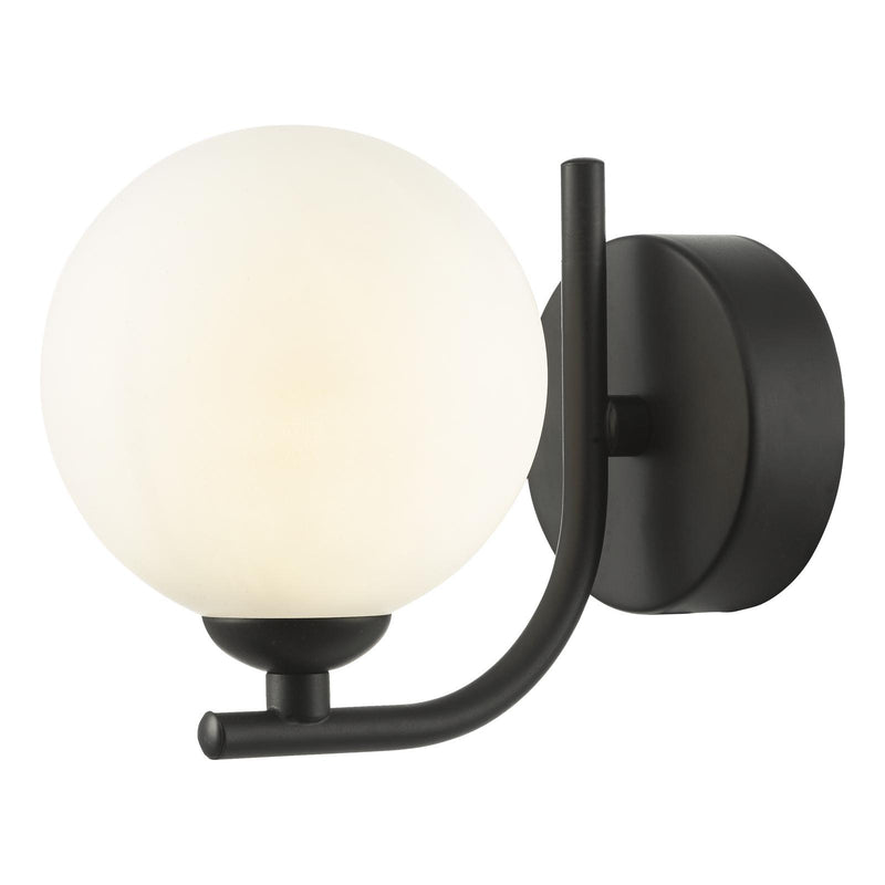 Dar Lighting Cradle 1 Light Wall Light Matt Black With Opal Glass • CRA0722-02