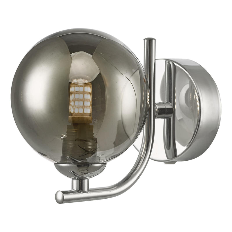 Dar Lighting Cradle 1 Light Wall Light Polished Chrome With Smoked Glass • CRA0750-01