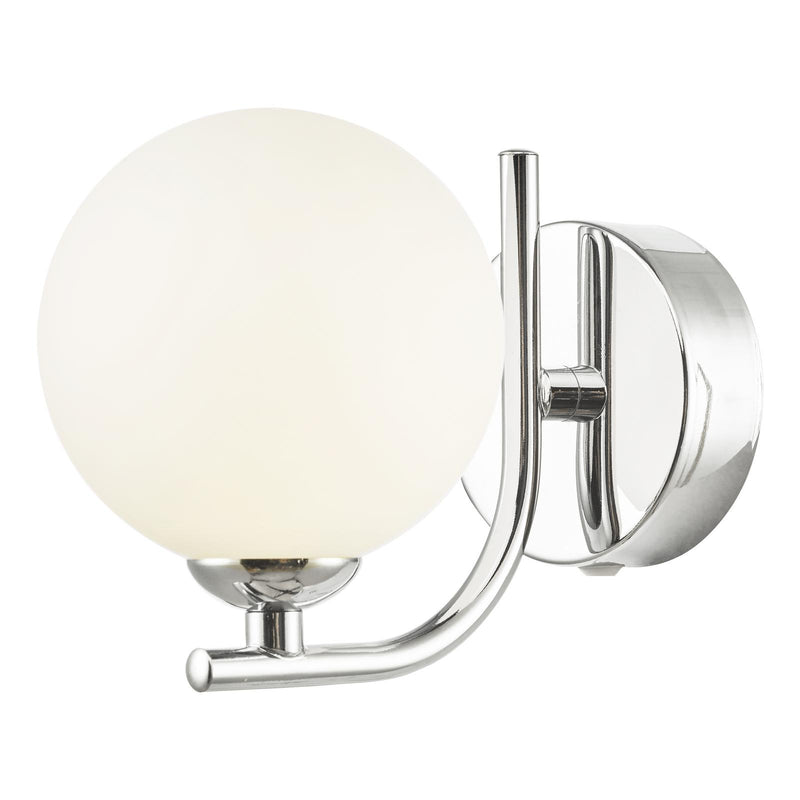 Dar Lighting Cradle 1 Light Wall Light Polished Chrome With Opal Glass • CRA0750-02