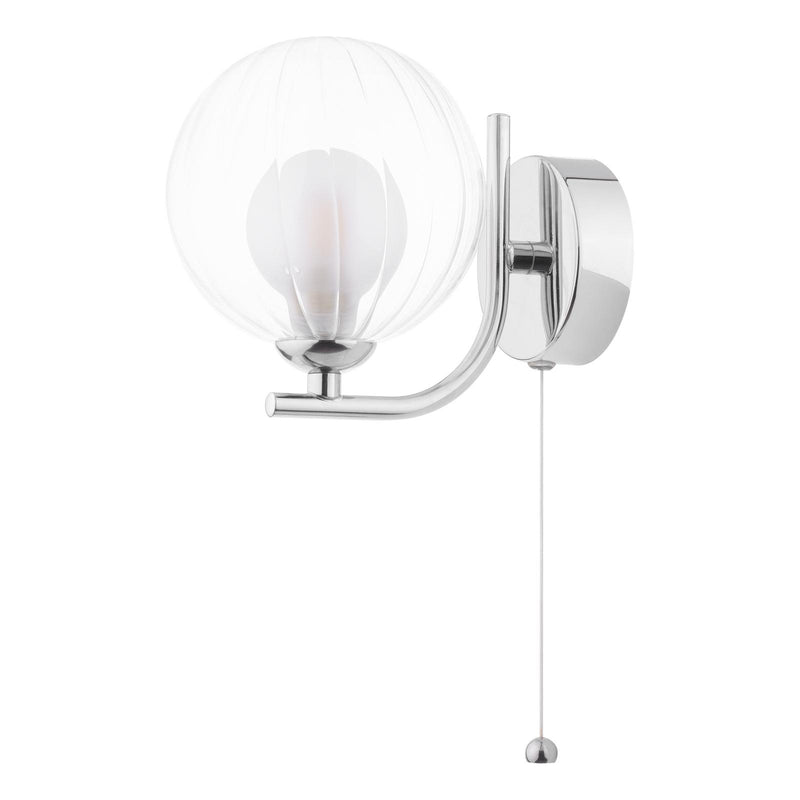 Dar Lighting Cradle 1 Light Wall Light Polished Chrome With Clear/Opal Glass • CRA0750-20